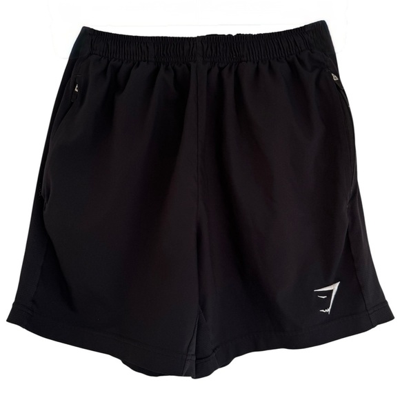 Gymshark Black Athletic Shorts Zipper Pockets Running Training High Waist Small - Picture 1 of 5